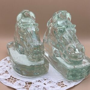 Heavy Pittsburgh Corning Glass Mid-Century Bookends - Set of 2